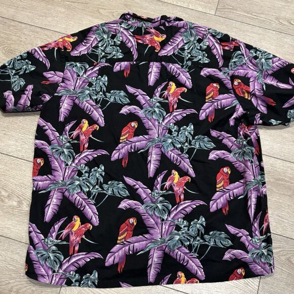 VTG Paradise Found Shirt Mens 3XL Black Purple Parrot Magnum Pi USA Hawaiian - Picture 7 of 7